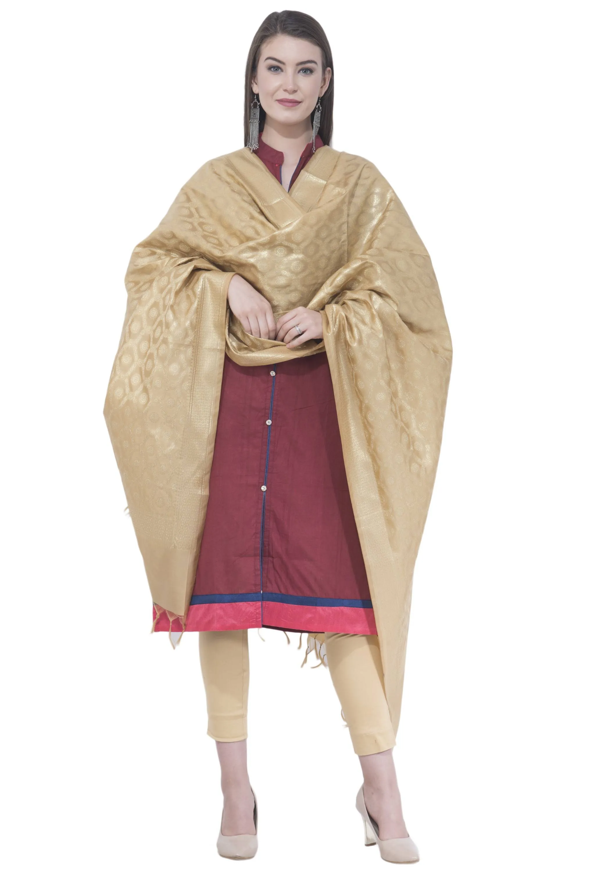 A R SILK Golden Color Vns pastle Chanderi cotton Dupattas and Chunnis