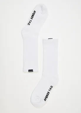 AFENDS Mens Everyday - Ribbed Crew Socks - White