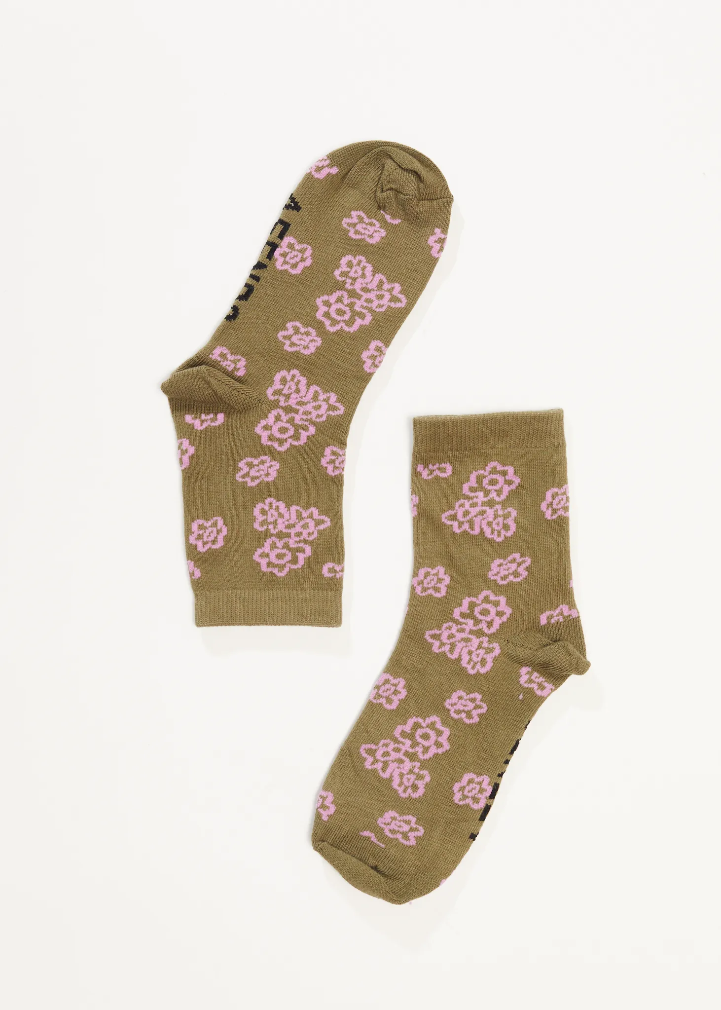 AFENDS Unisex Clara - Crew Socks - Olive