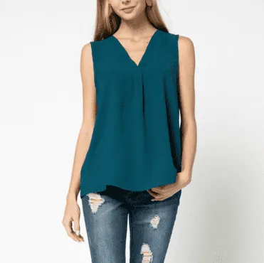 All Day Sleeveless VNeck Blouse