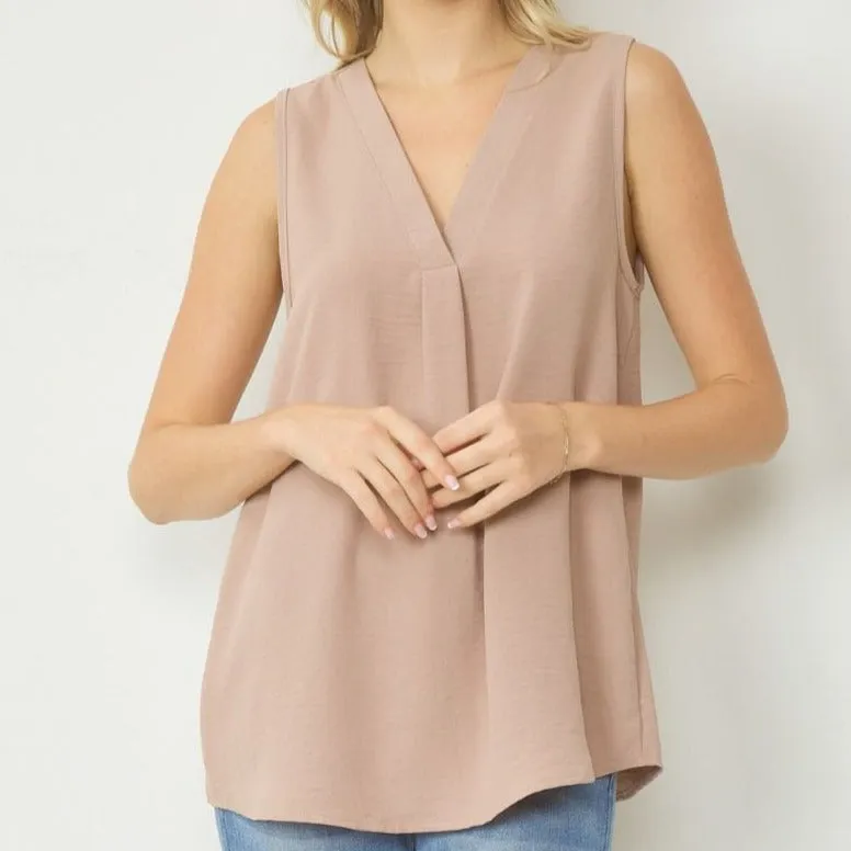 All Day Sleeveless VNeck Blouse