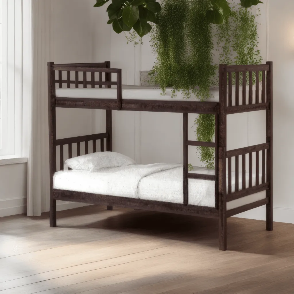 Alondra Walnut Wooden Double Decker Bed Frame