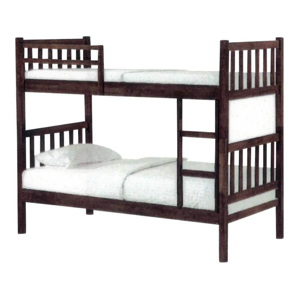 Alondra Walnut Wooden Double Decker Bed Frame