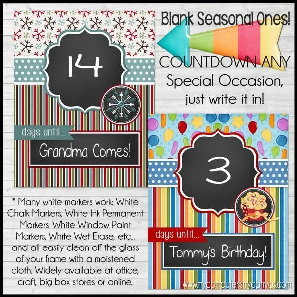 Annual Countdown Collection {Faux Chalkboard} PRINTABLE