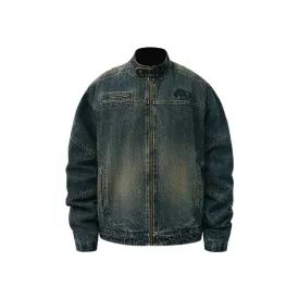 ANTIDOTE Washed Gradient Denim Motorcycle Jacket