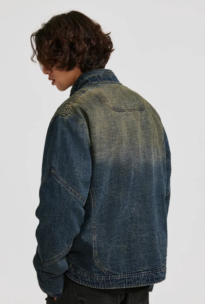 ANTIDOTE Washed Gradient Denim Motorcycle Jacket