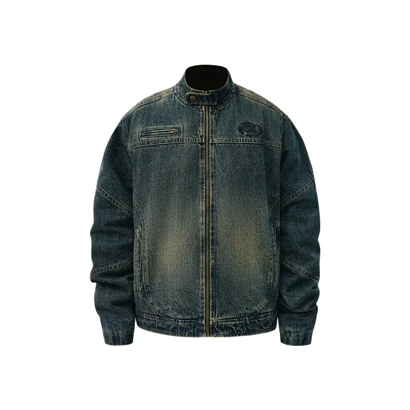 ANTIDOTE Washed Gradient Denim Motorcycle Jacket