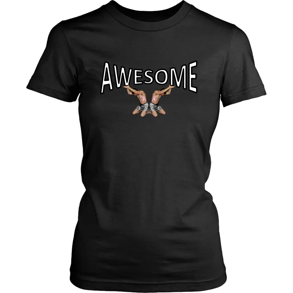 AWESOME Women's T-shirt (Tiny Men Lift Awesome on Your Chest)