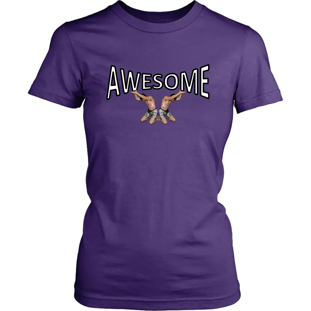 AWESOME Women's T-shirt (Tiny Men Lift Awesome on Your Chest)