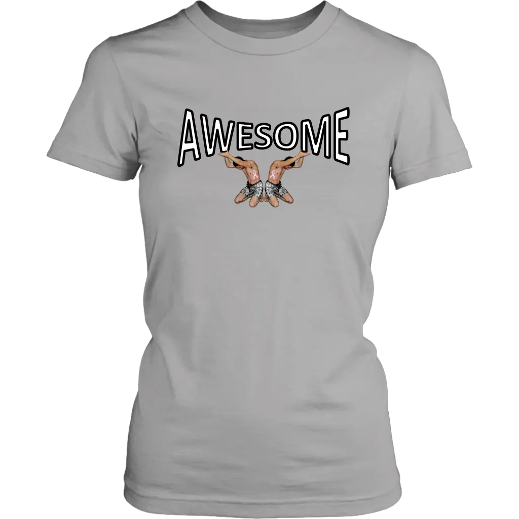 AWESOME Women's T-shirt (Tiny Men Lift Awesome on Your Chest)