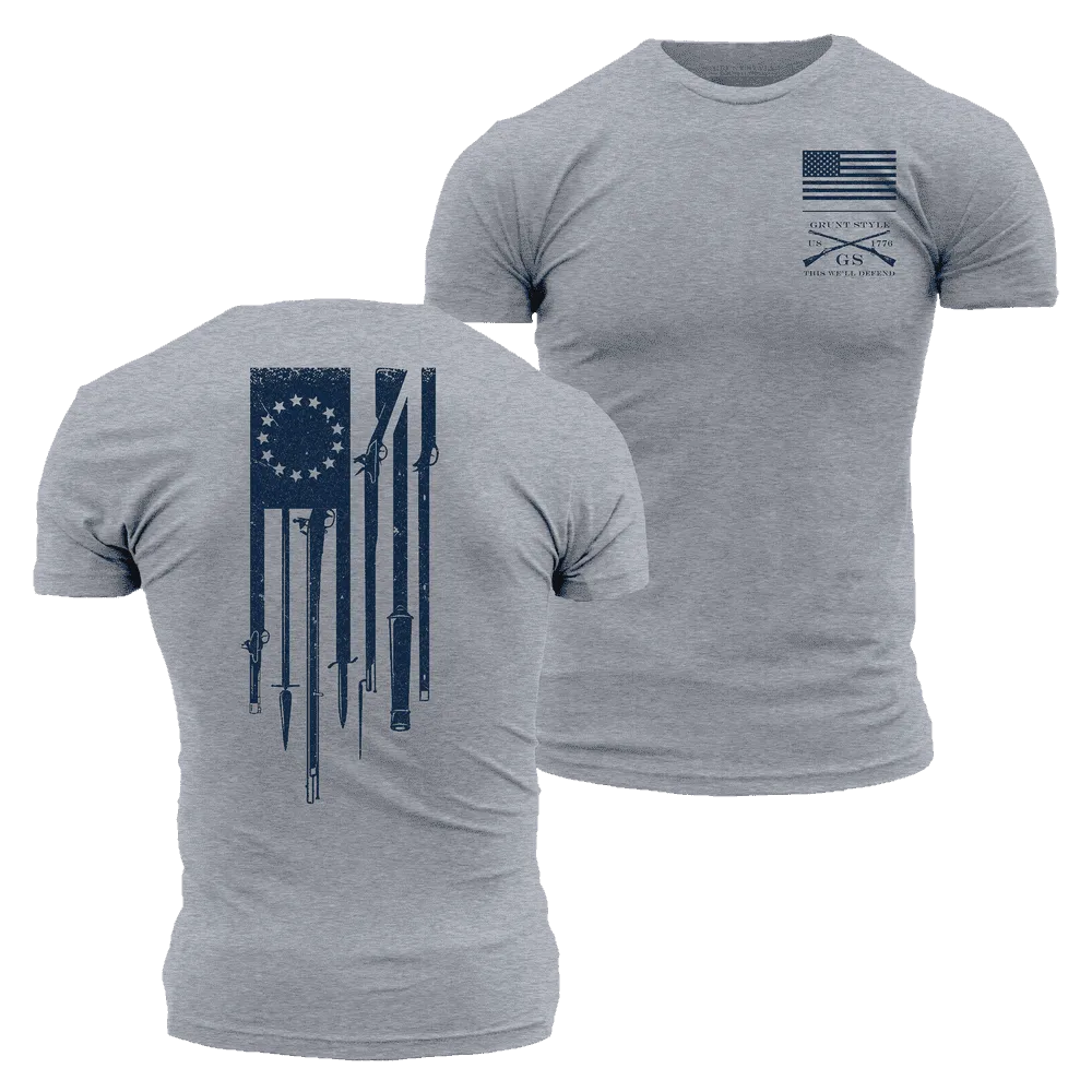 Betsy Rifle Flag T-Shirt - Dark Heather Gray