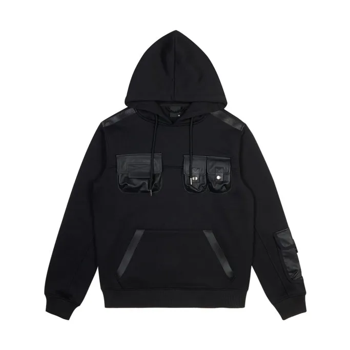 Big and Tall Mixed Media Utility Fleece Hoodie - Black