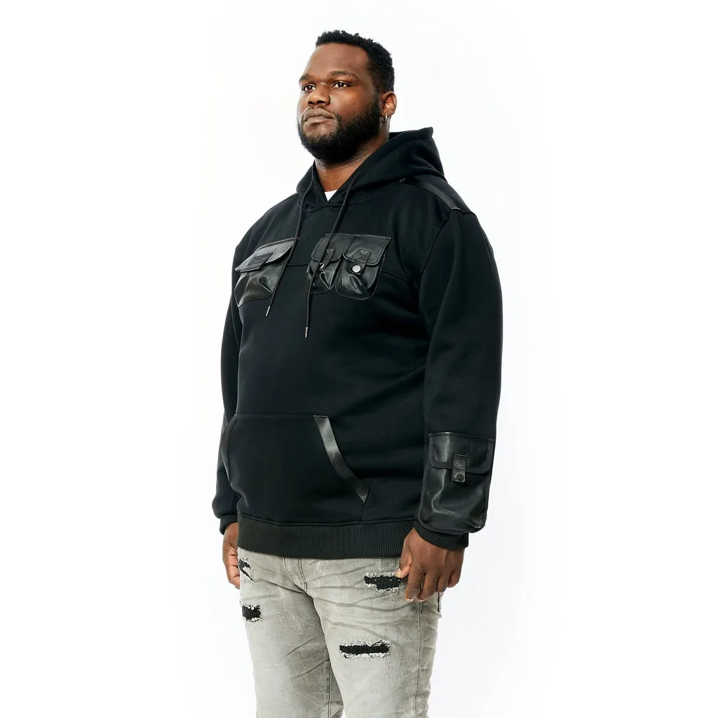 Big and Tall Mixed Media Utility Fleece Hoodie - Black