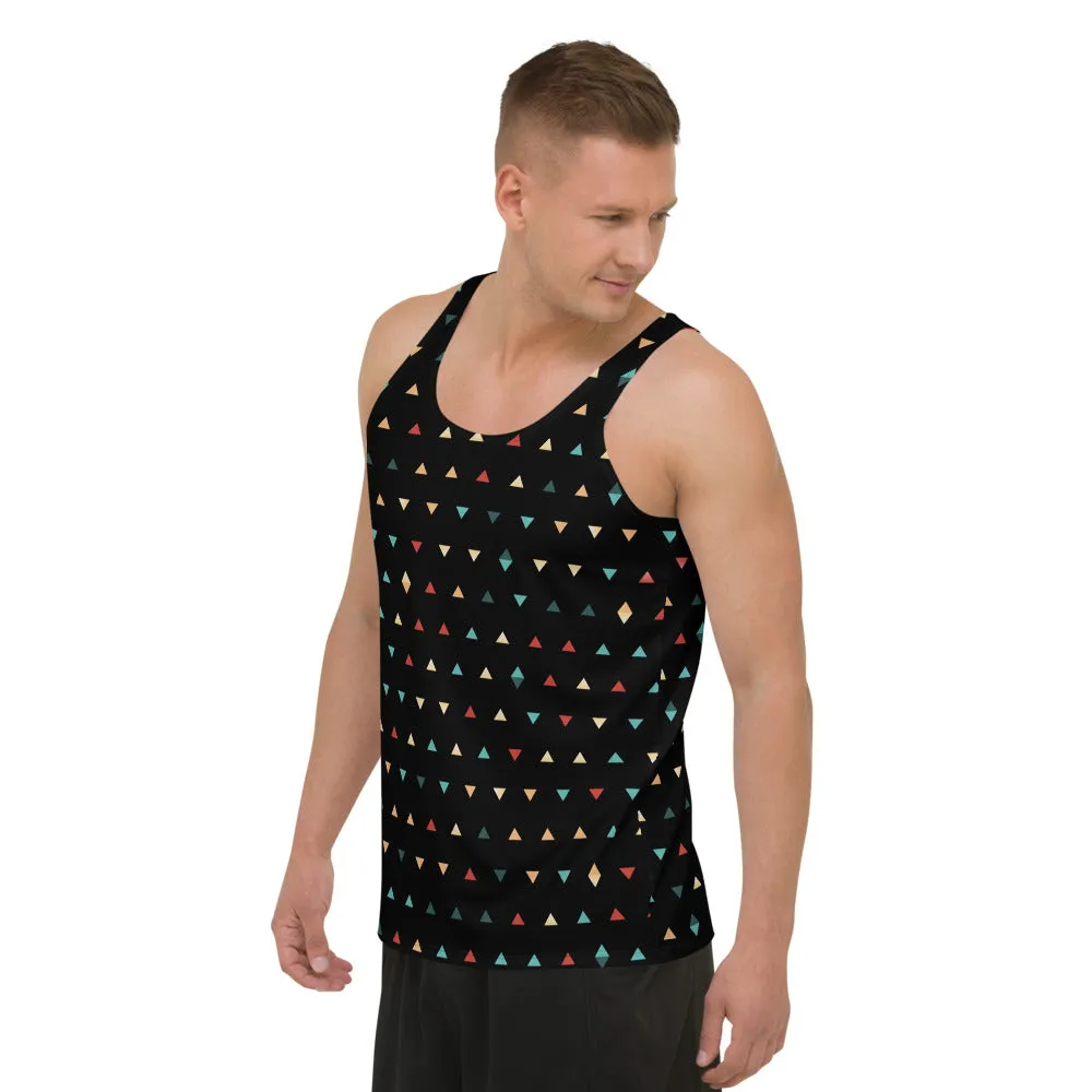 Black Triangles Unisex Tank Top, Men's Modern Fashion Abstract Tank Top-Made in USA/EU