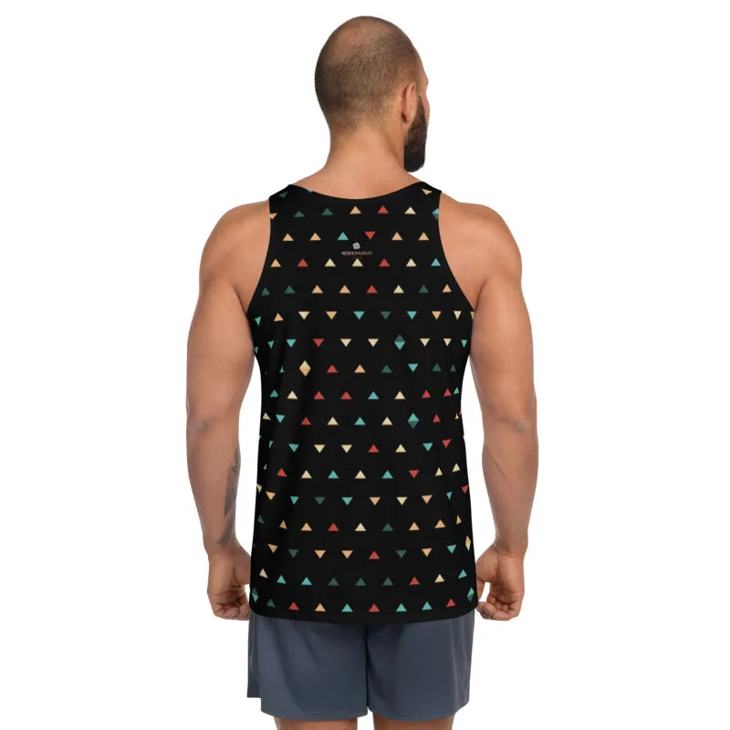 Black Triangles Unisex Tank Top, Men's Modern Fashion Abstract Tank Top-Made in USA/EU