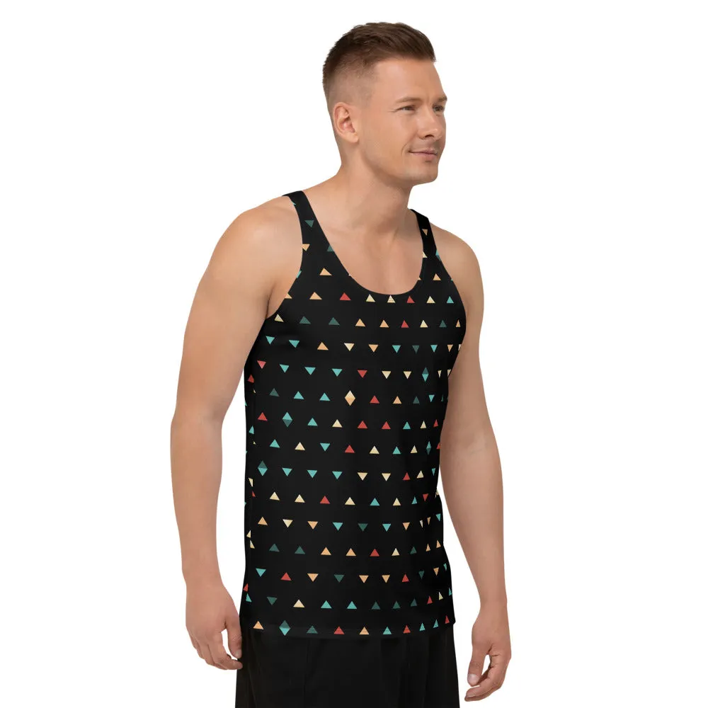 Black Triangles Unisex Tank Top, Men's Modern Fashion Abstract Tank Top-Made in USA/EU