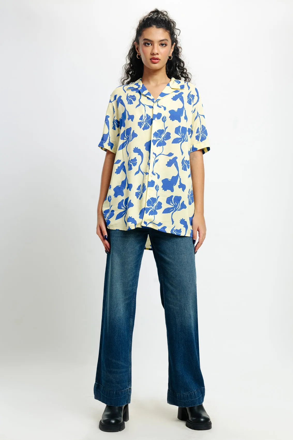 Blue Print Viscose Shirt