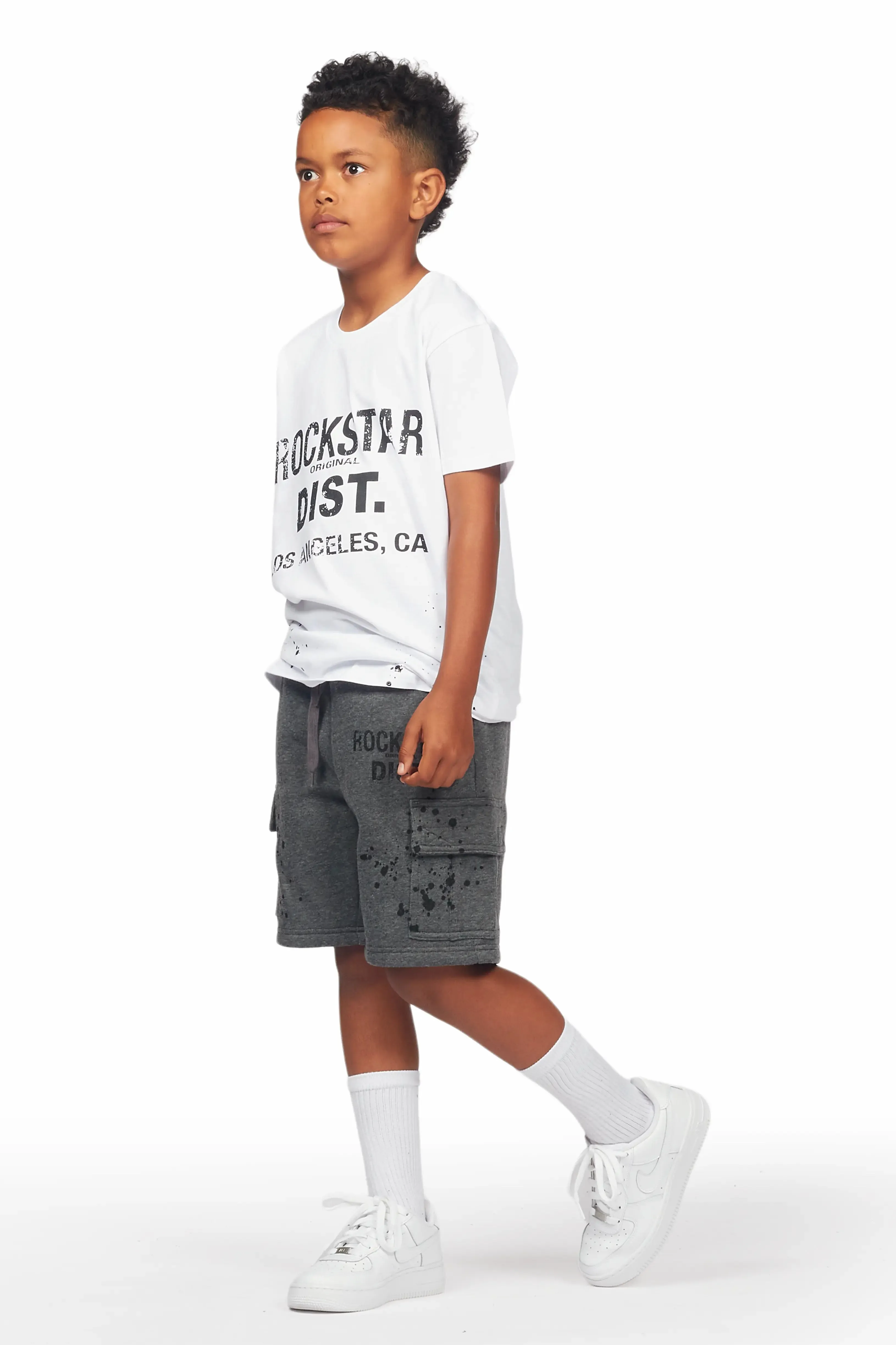 Boys Basim White/Grey T-Shirt Short Set