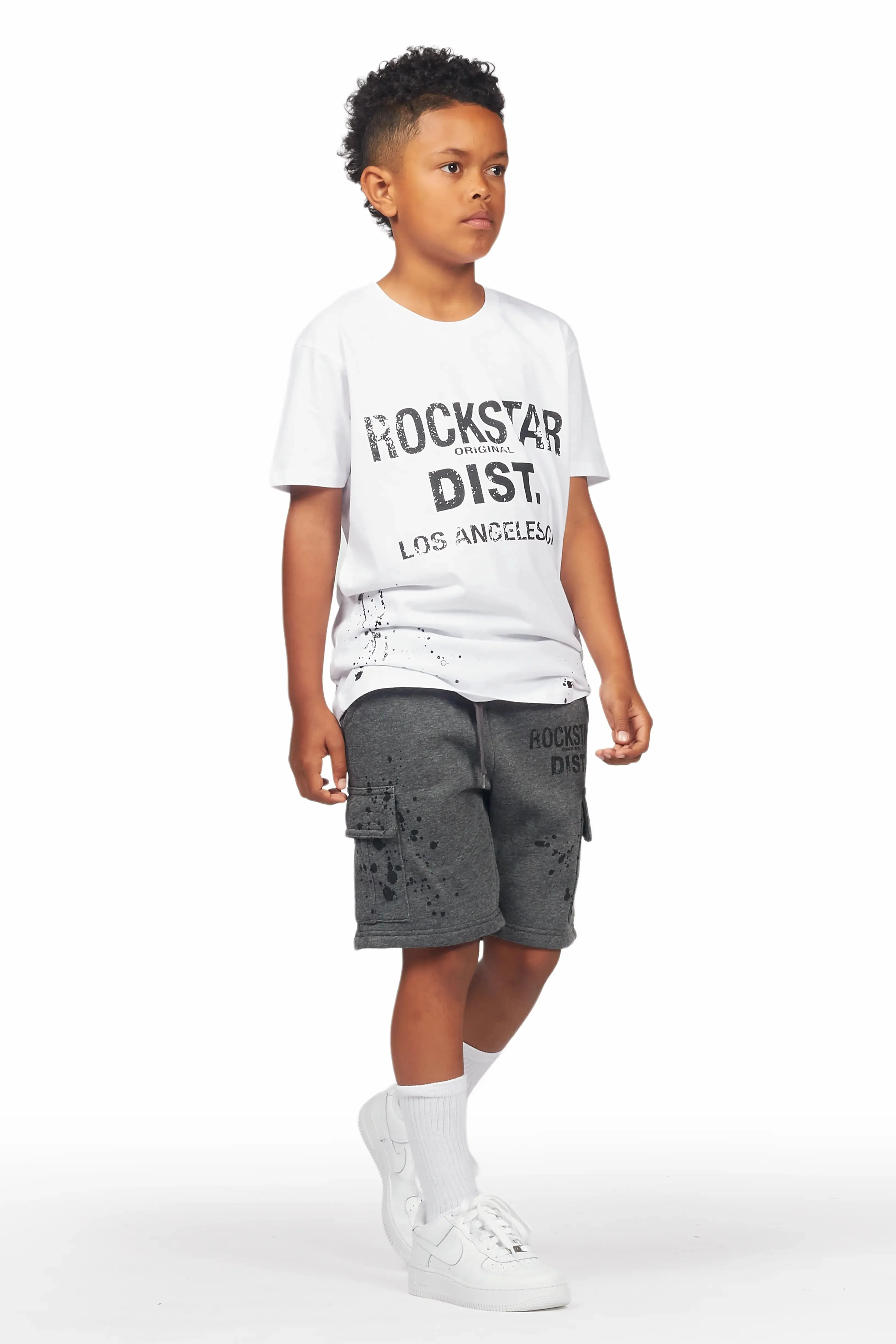 Boys Basim White/Grey T-Shirt Short Set