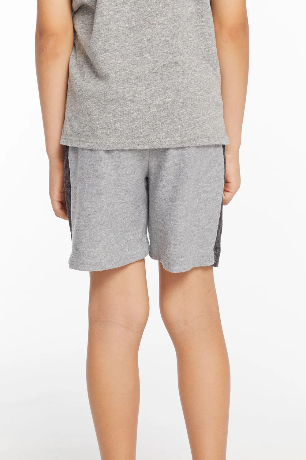 Boys Cozy Knit Rib Heather Grey Panel Shorts