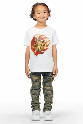 Boys Ector White T-Shirt/Frayed Skinny Jean Set