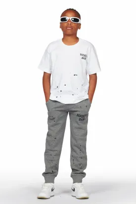 Boys Galen White/Grey T-Shirt Jogger Set