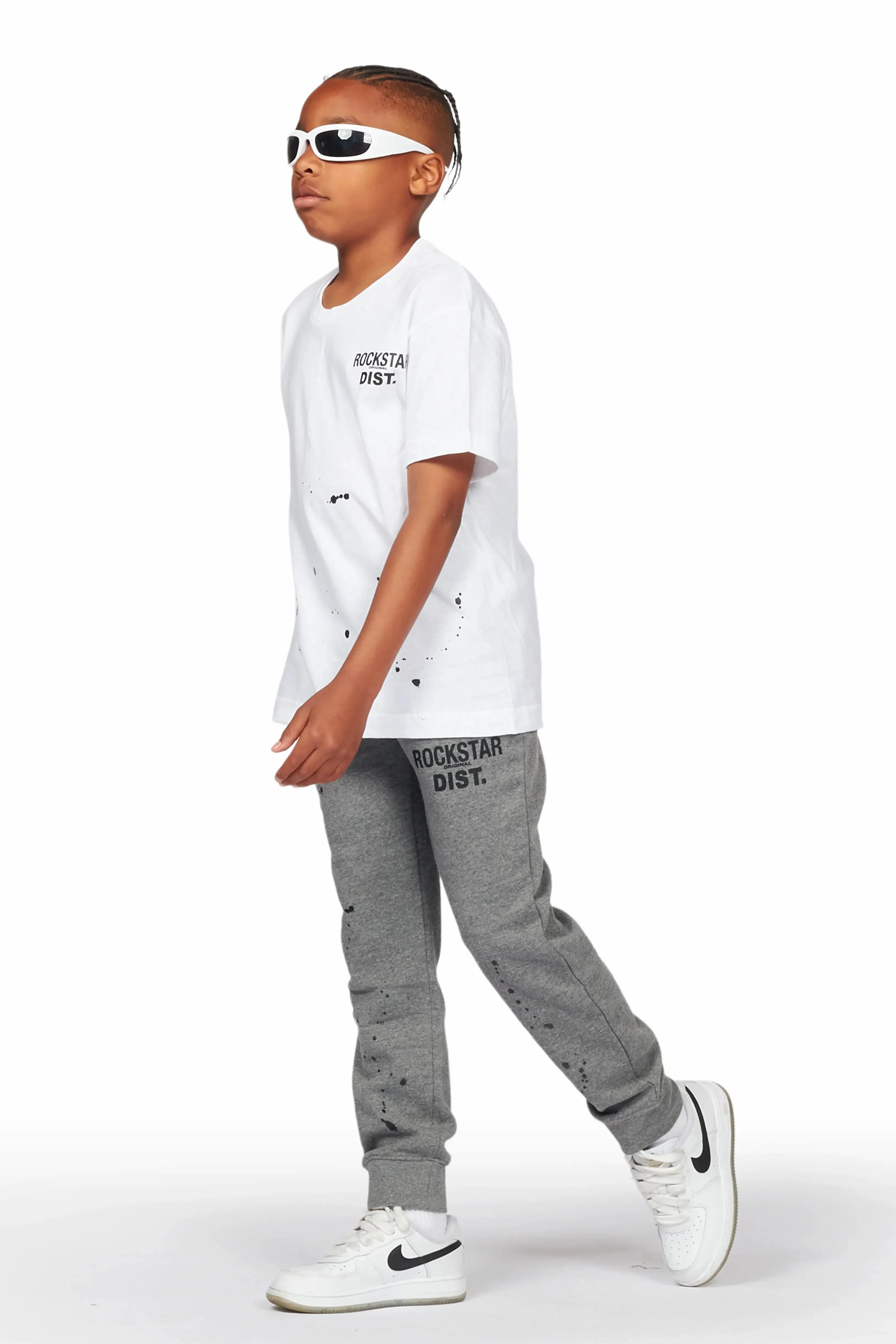 Boys Galen White/Grey T-Shirt Jogger Set