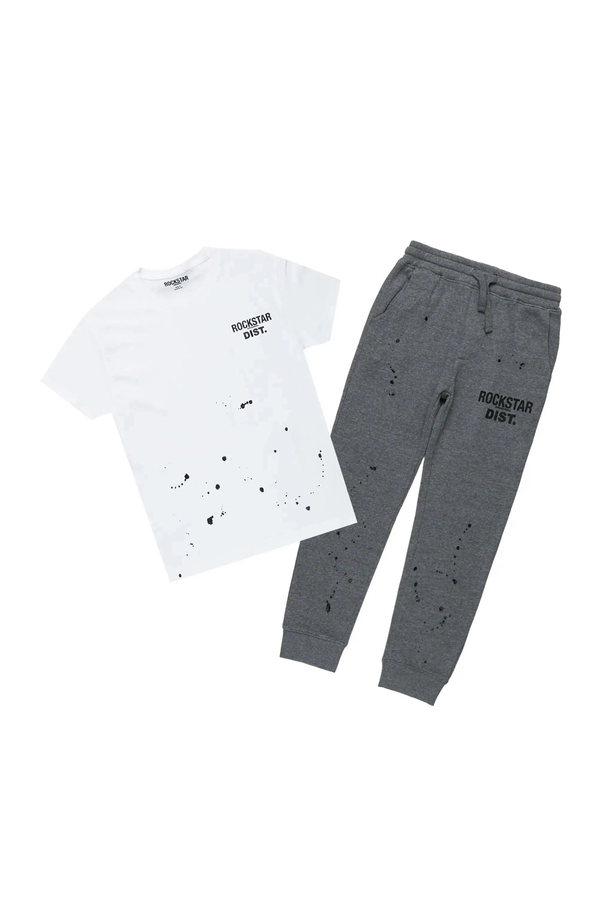 Boys Galen White/Grey T-Shirt Jogger Set