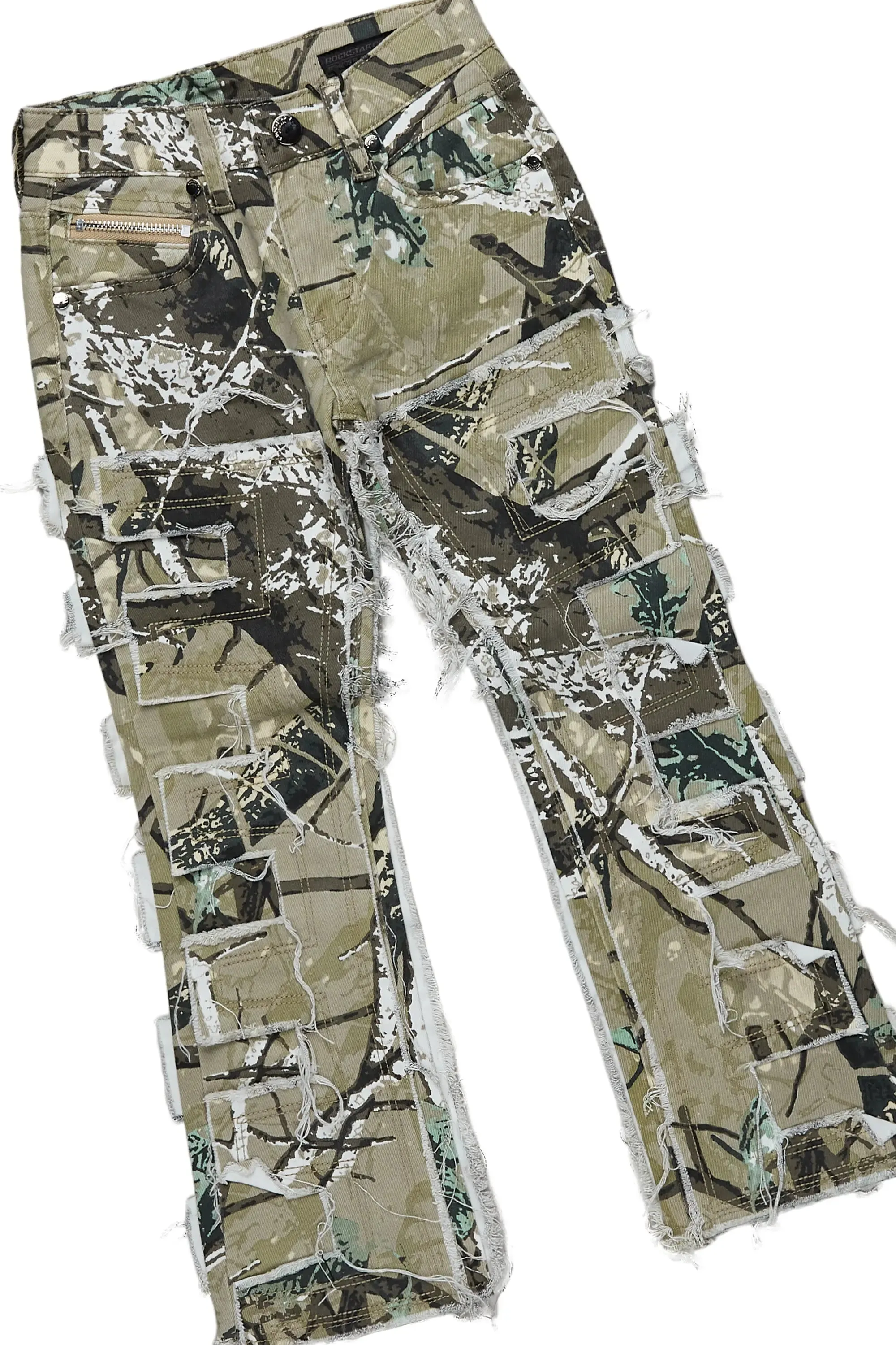 Boys Kyaire Tree Camo T-Shirt/Stacked Flare Jean Set