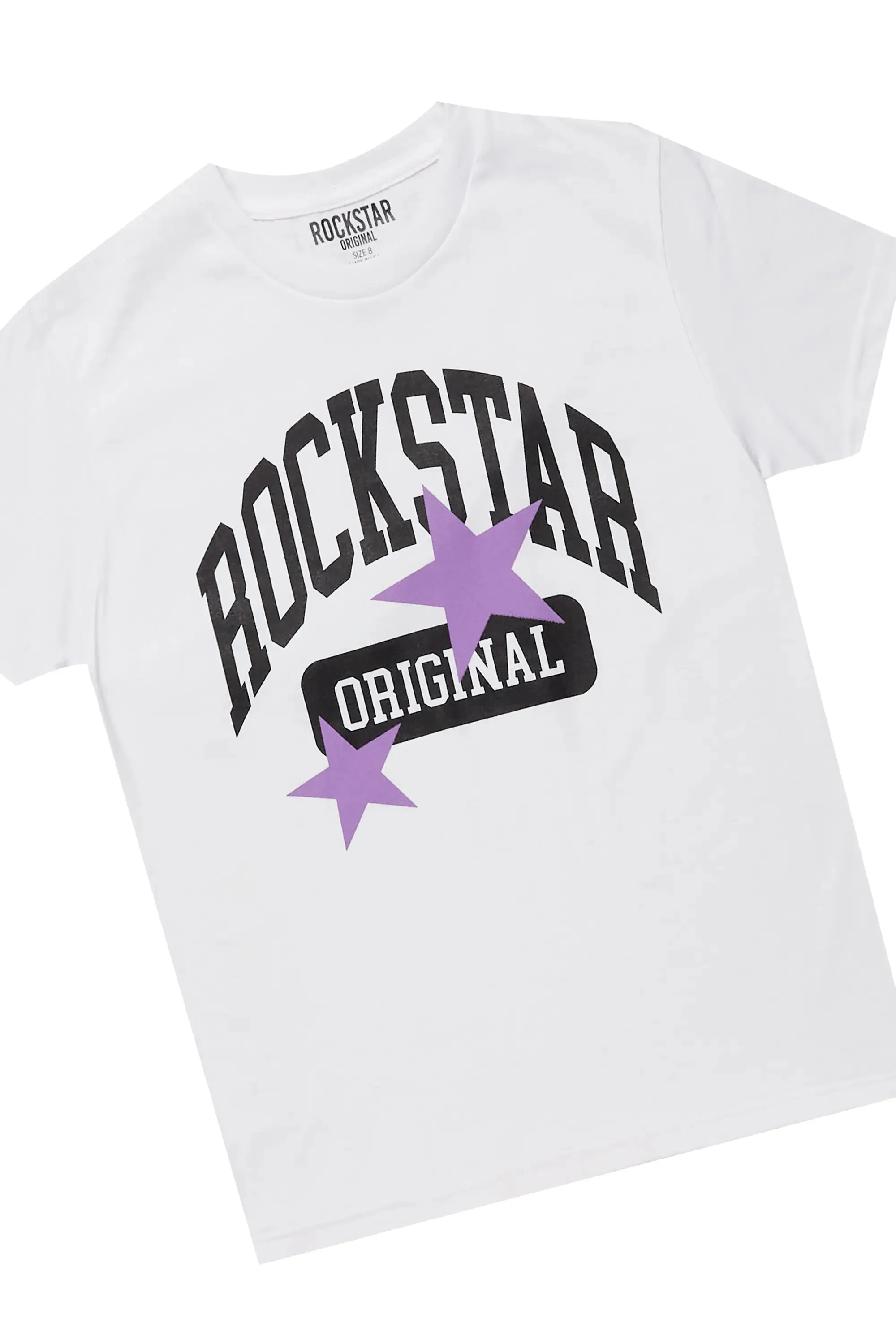 Boys Mallor Purple/White T-Shirt Stacked Set