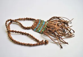 Braided leather choker, Natural leather necklace, Ethnic Egyptian necklace