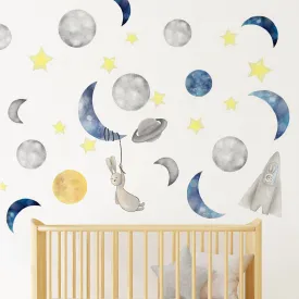 Captain Bun in Space Wall Decal Set