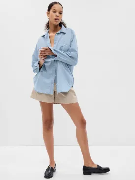 Chambray Denim Big Shirt with Washwell