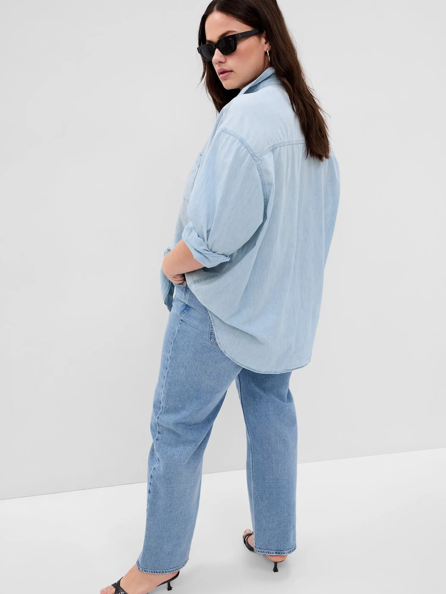 Chambray Denim Big Shirt with Washwell