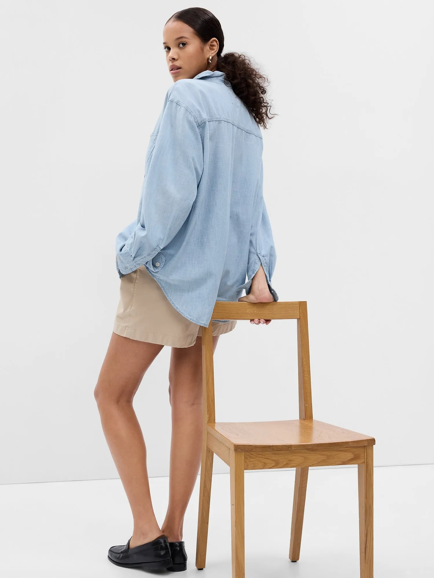 Chambray Denim Big Shirt with Washwell