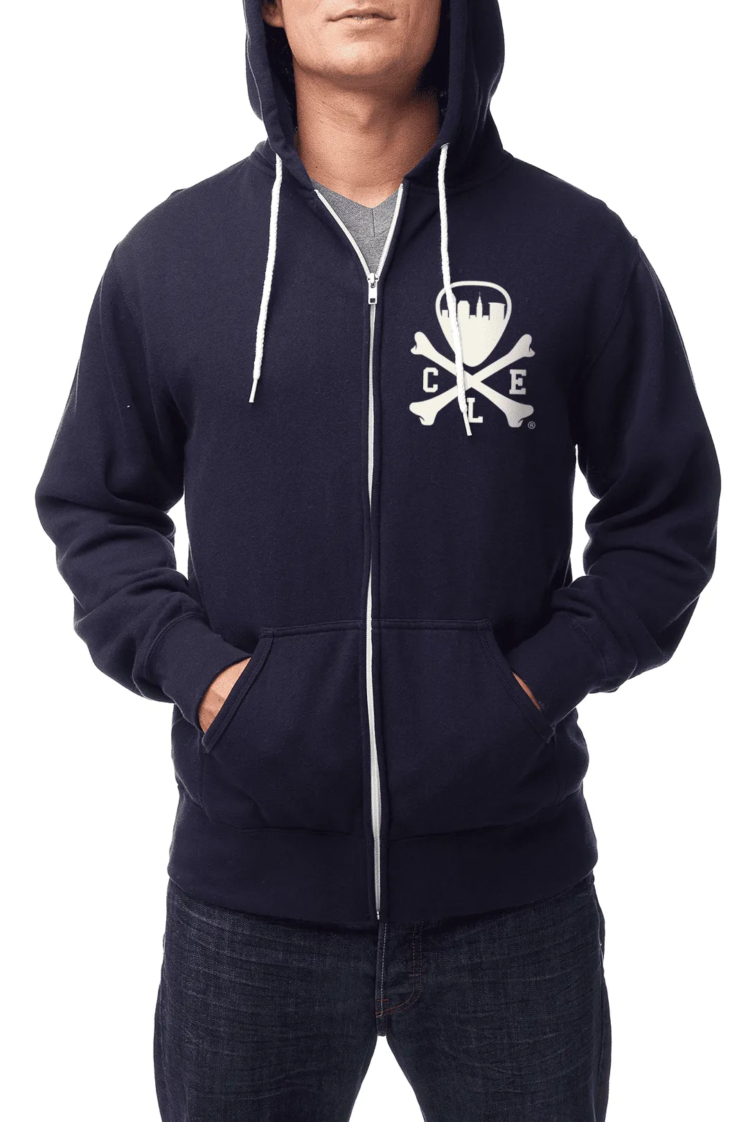 CLE Logo Full-Zip Hoodie - Navy