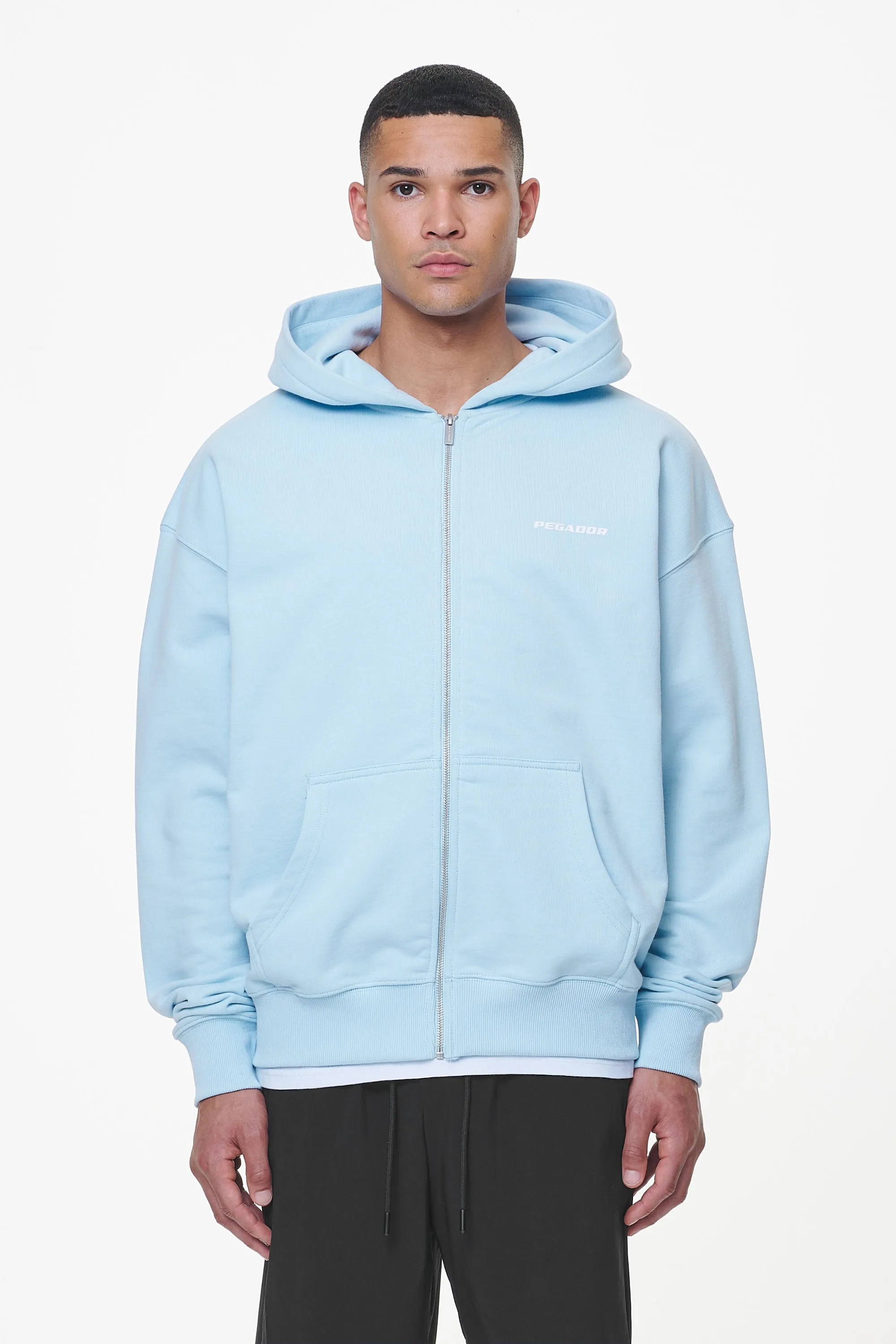 Colne Terry Logo Oversized Sweat Jacket Vintage Aqua