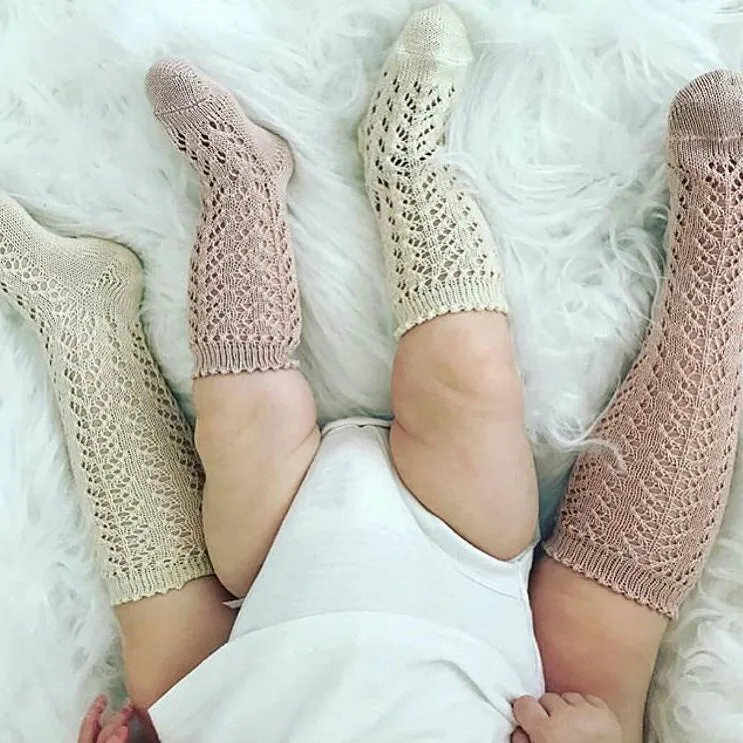 Cream Long Open Lace Socks