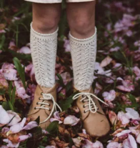 Cream Long Open Lace Socks