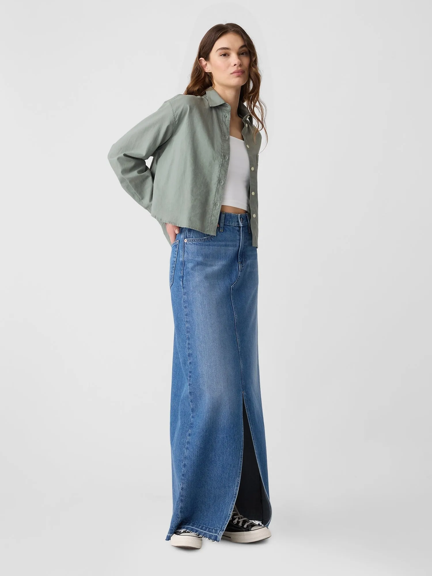 Cropped Linen-Blend Shirt