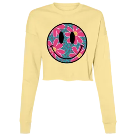 Daisy Smiley Face Ladies' Cropped Fleece Crew