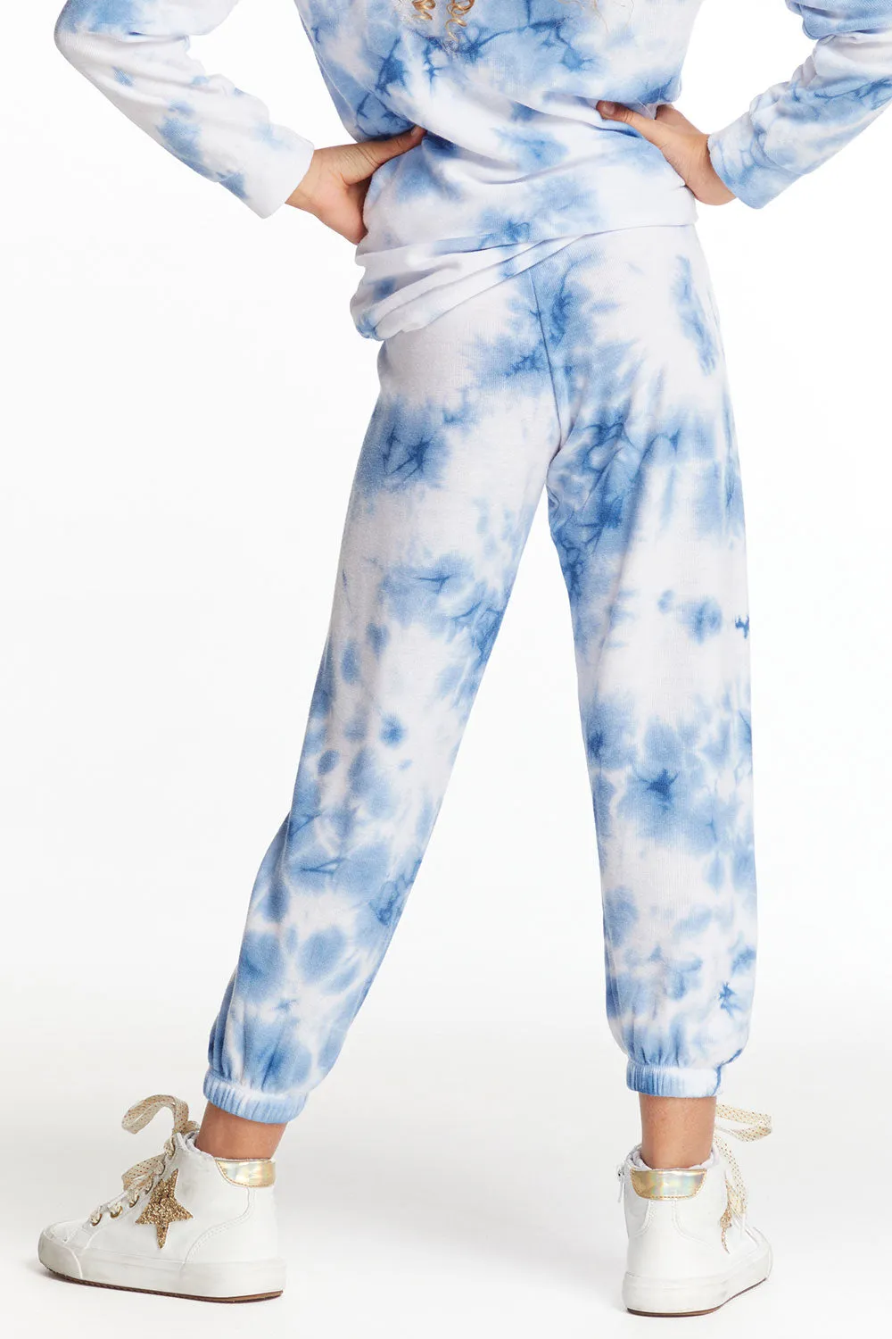 Denim Tie Dye Heart Cozy Knit Sweatpant