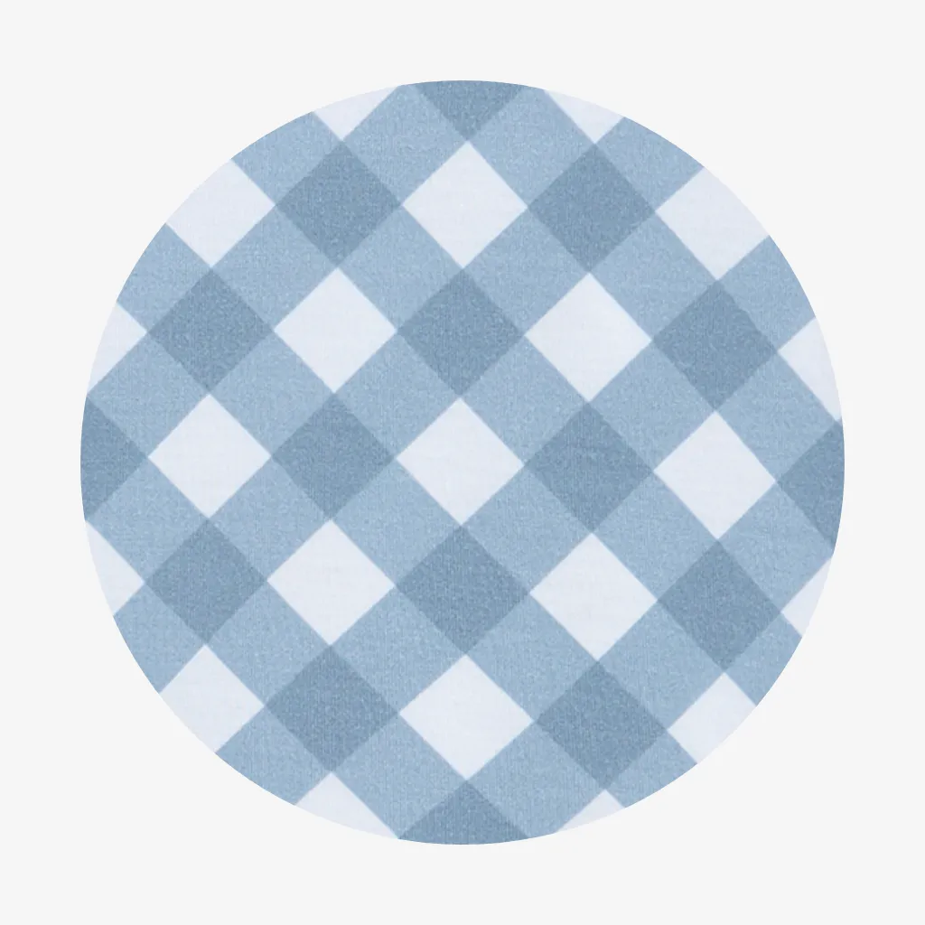 Dusty Blue Gingham French Terry Short Overalls