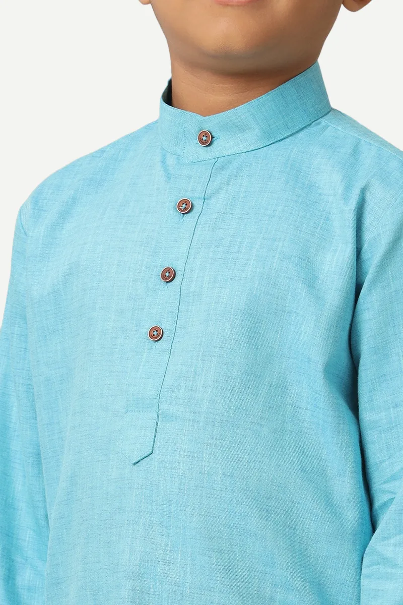 Exotic - Sky Blue Kurta and Matching Fixit Dhoti 2 In 1 Set For Kids | Uathayam