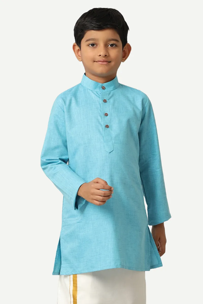 Exotic - Sky Blue Kurta and Matching Fixit Dhoti 2 In 1 Set For Kids | Uathayam