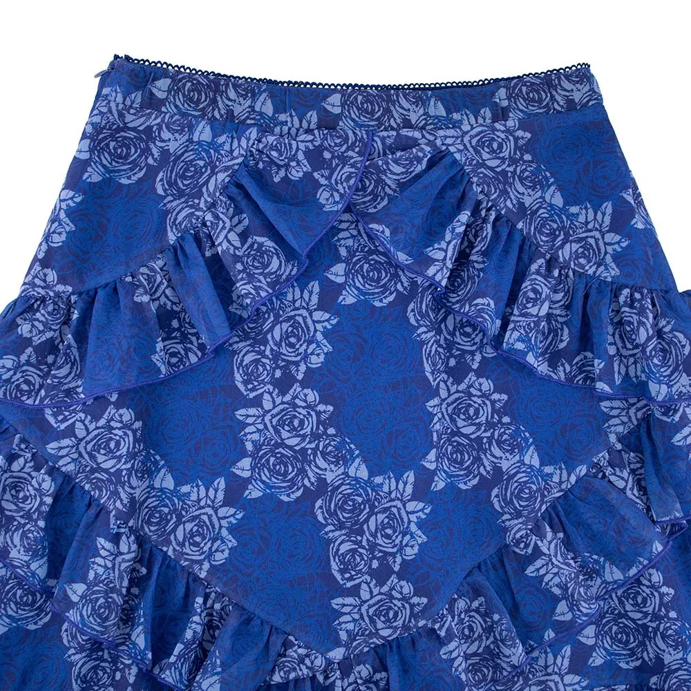 Grateful Dead | Skirt | Ruffle Roses in Navy