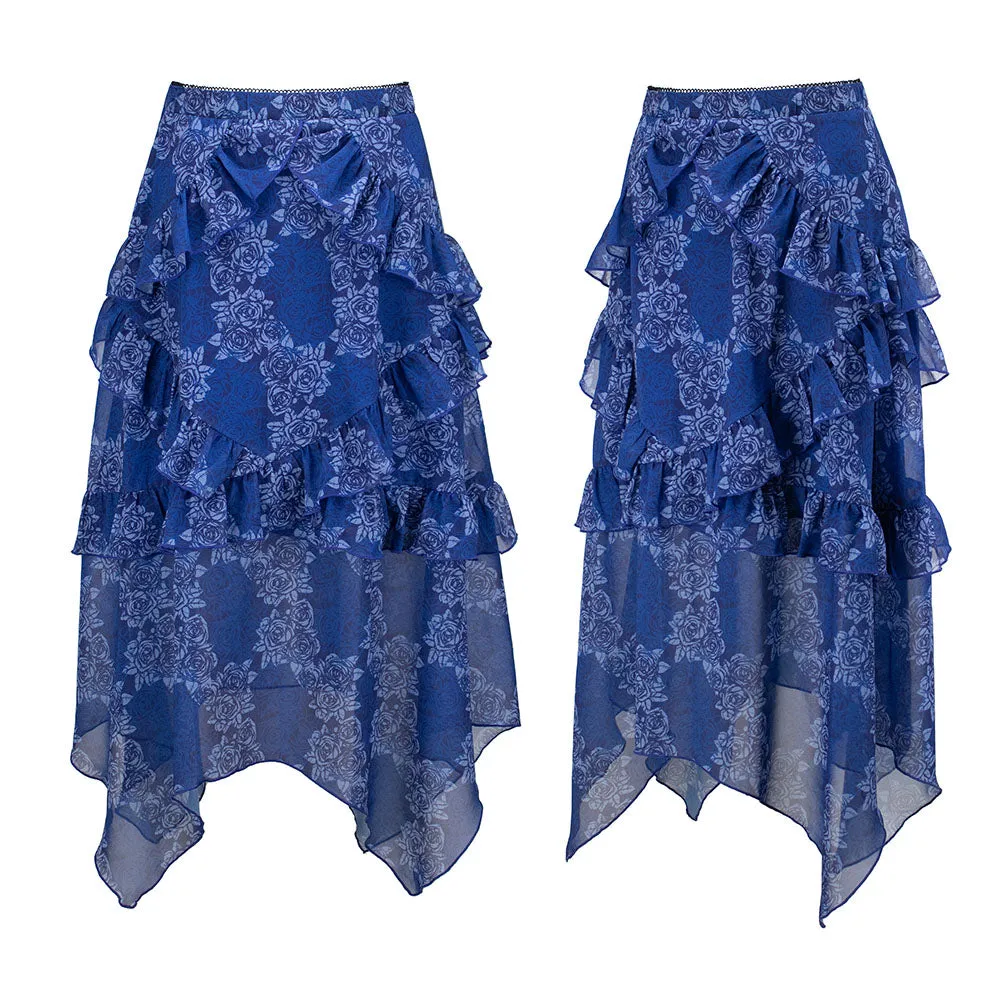 Grateful Dead | Skirt | Ruffle Roses in Navy