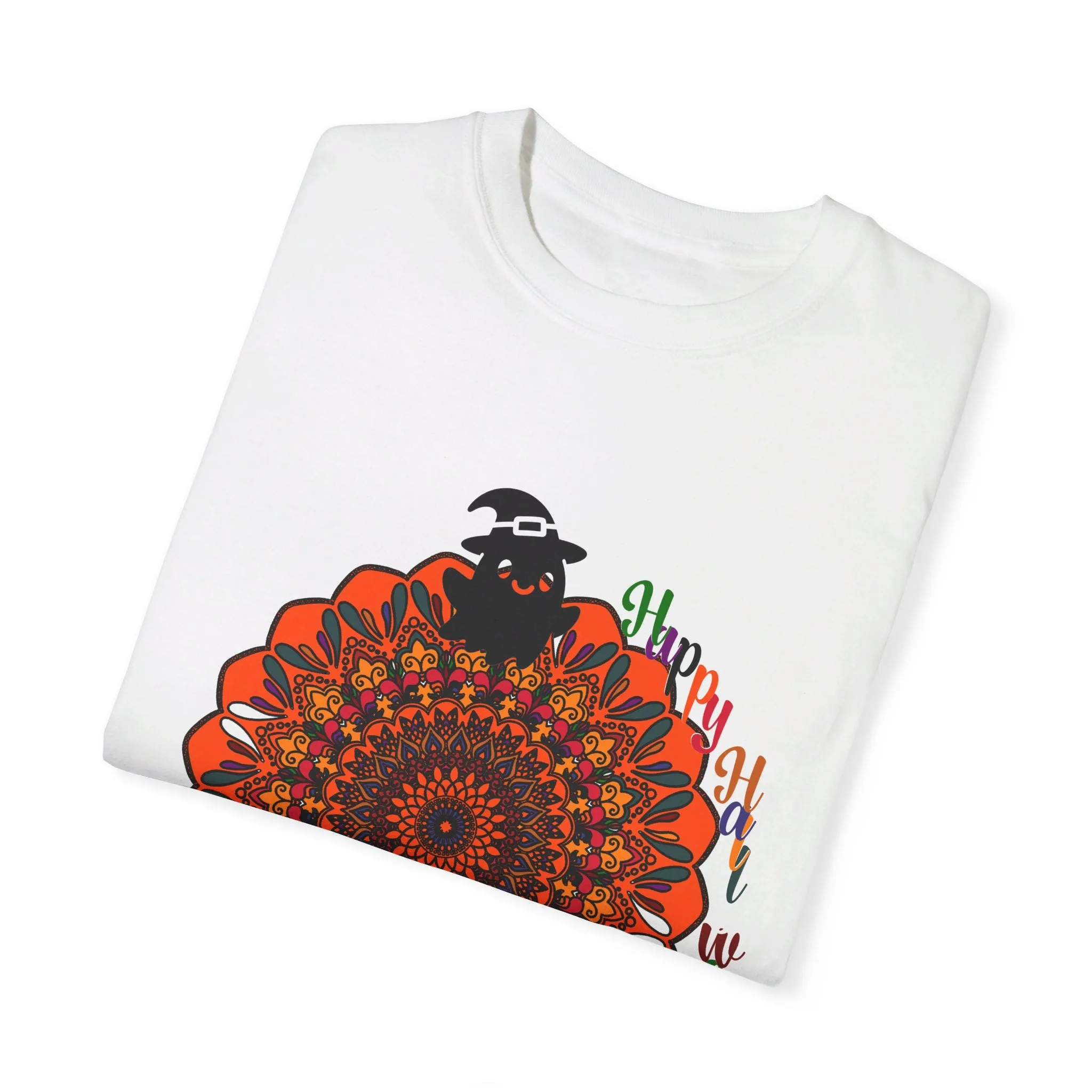 Handmade Mandala Design Halloween T-shirt - Unisex Garment-Dyed Tee