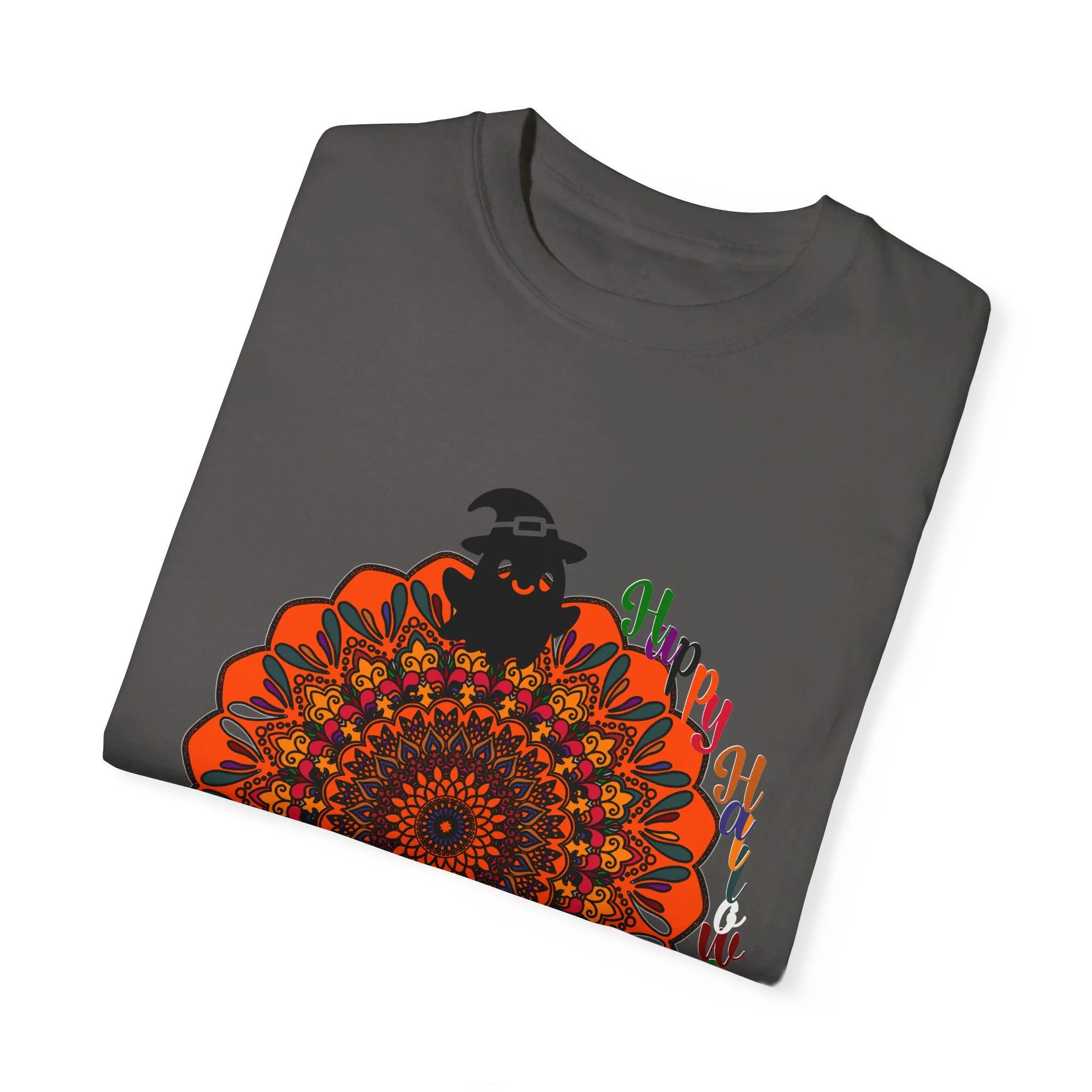 Handmade Mandala Design Halloween T-shirt - Unisex Garment-Dyed Tee