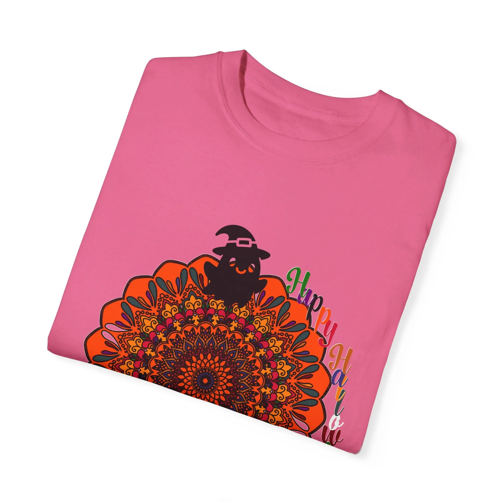 Handmade Mandala Design Halloween T-shirt - Unisex Garment-Dyed Tee